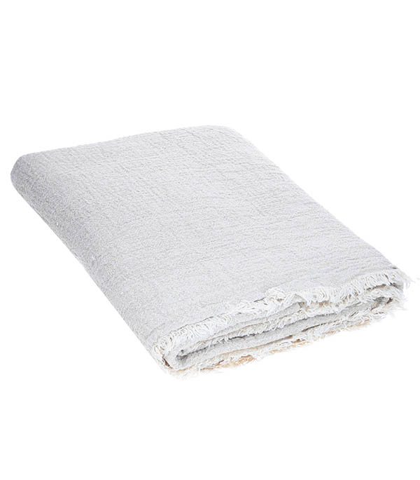 Plaid vice versa Frangé Crépon de Lin Lavé 160 x 250 cm  Maison de Vacances