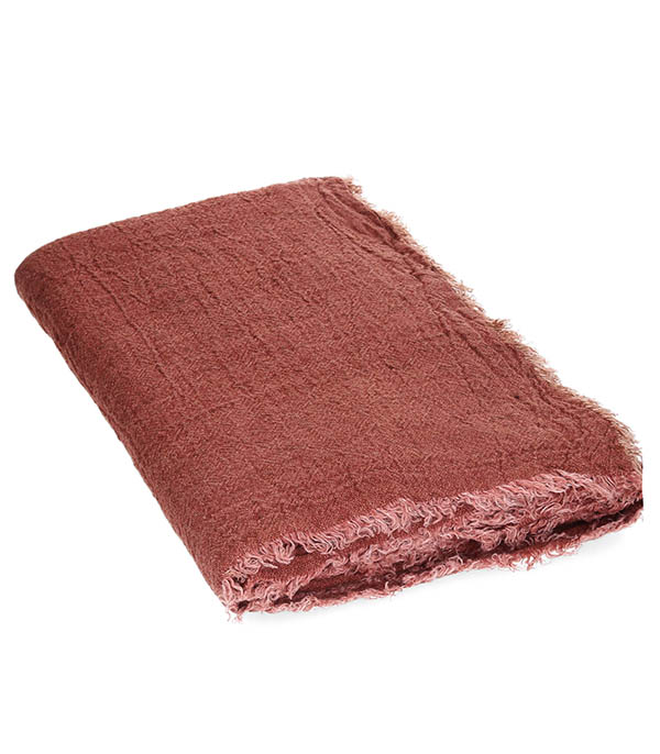 Plaid vice versa Frangé Crépon de Lin Lavé 160 x 250 cm  Maison de Vacances