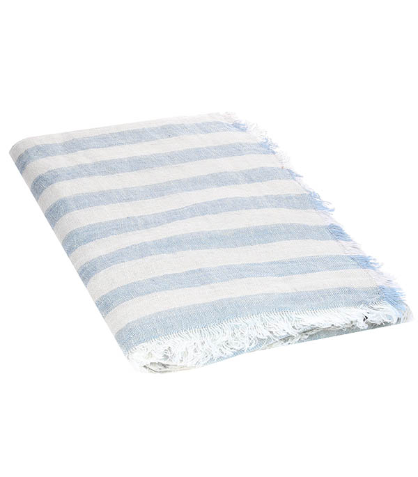 Plaid vice versa Frangé Gaze de Lin Lavé Bayadère 150 x 300 cm  Maison de Vacances