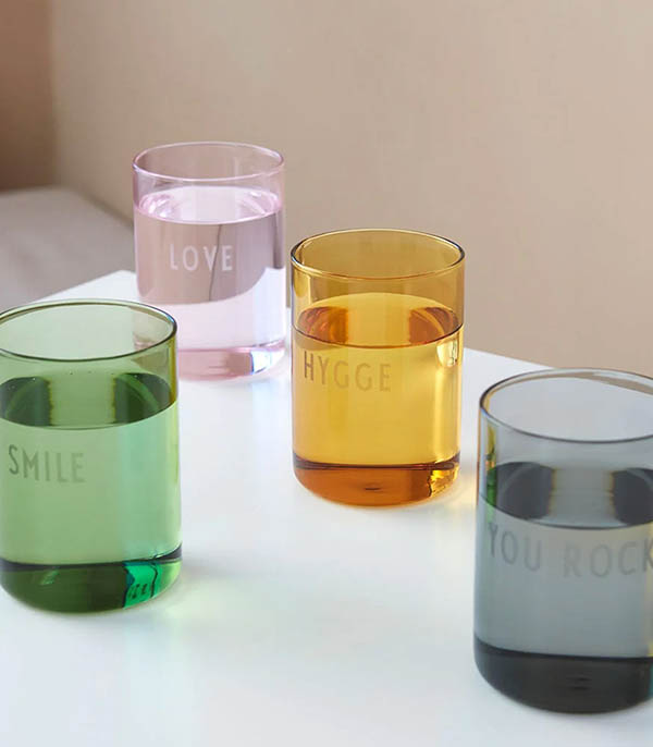 Verre Favorite Drinking Glass Hygge Yellow Design Letters