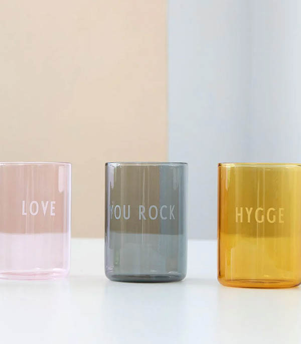 Verre Favorite Drinking Glass Hygge Yellow Design Letters