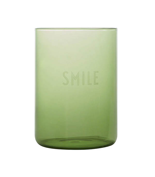 Verre Favorite Drinking Glass Smile Green Design Letters