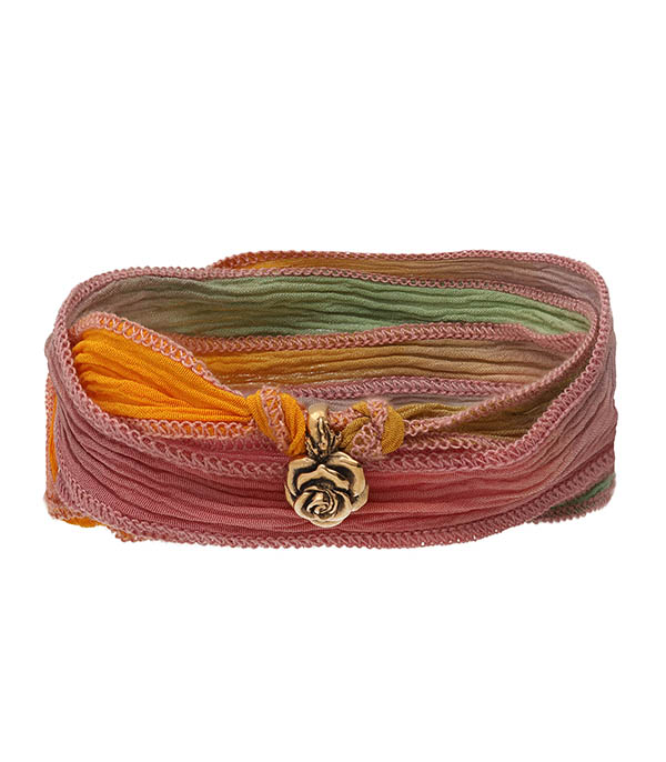 Lien en soie à nouer Charm Secret Rose bronze Catherine Michiels