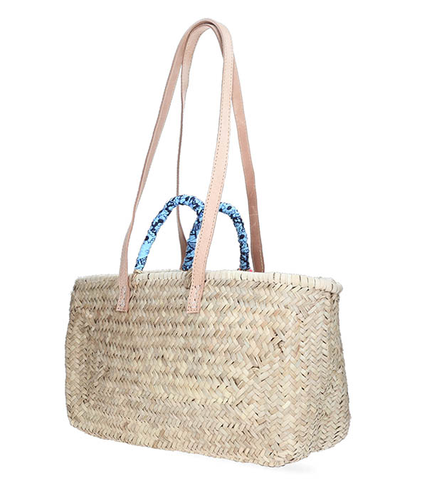 Panier Rectangulaire Anses Wax & Cuir Rose Maud Fourier Paris