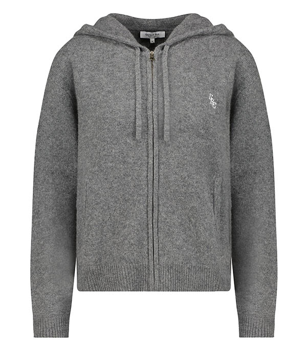 Hoodie SRC Cashmere Zip Heather Grey Sporty & Rich - Taille L