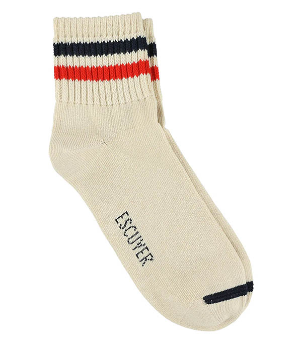 Chaussettes homme Ankle Ecru/ Blue/Orange  Escuyer - Taille 39/45
