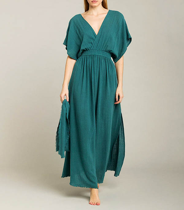 Robe longue Empire Emeraude Maison Saint Julien