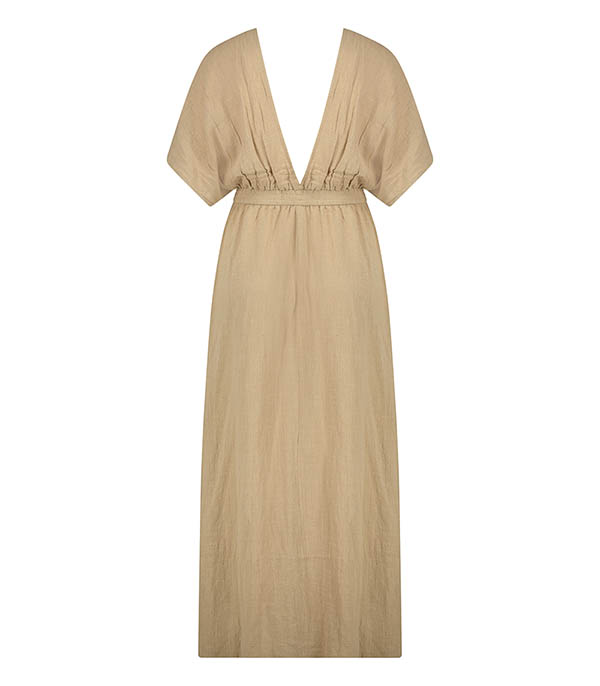 Robe longue Empire Café Latte Maison Saint Julien