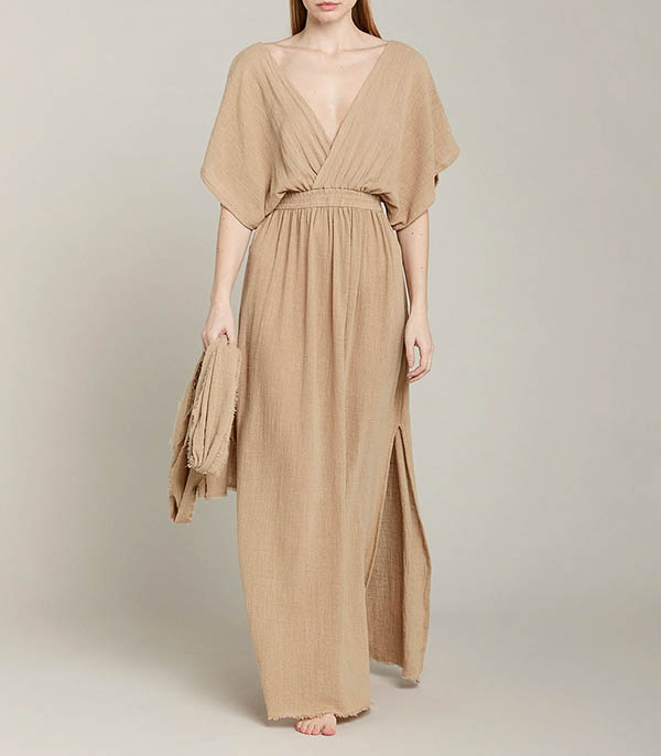 Robe longue Empire Café Latte Maison Saint Julien