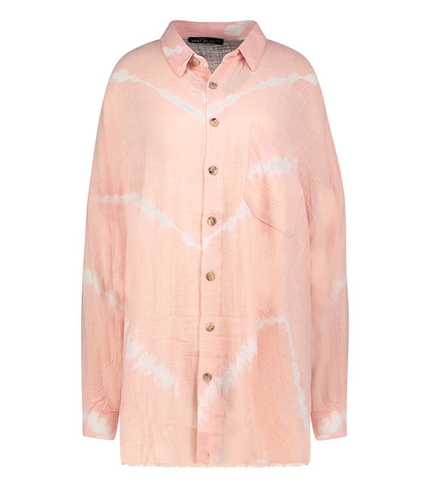 Chemise Oversize Mykonos Tie & Dye Powder Pink Maison Saint Julien - Taille S