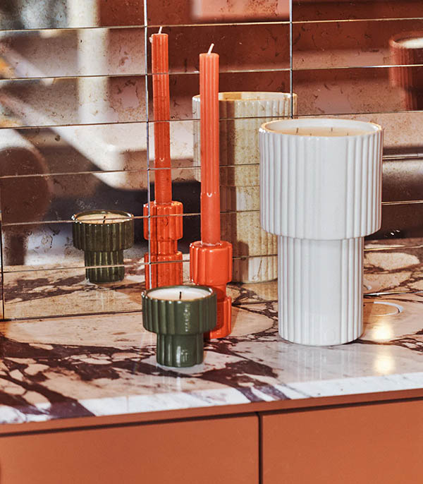 Lot de 2 Chandelles Orange Corail Mamène Paris