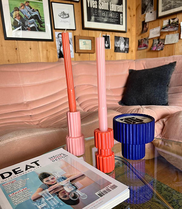 Lot de 2 Chandelles Orange Corail Mamène Paris
