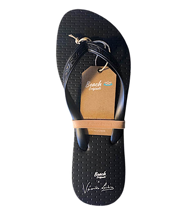 Tongs Héritage Slim x Veronika Loubry Noir Vinyl Beach Originals