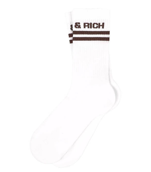 Chaussettes Bold Logo White/Chocolate Sporty & Rich - Taille Taille unique