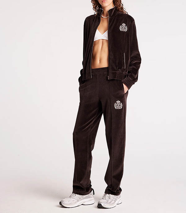 Pantalon de survêtement en velours NY Crest Chocolate/Cream Sporty & Rich