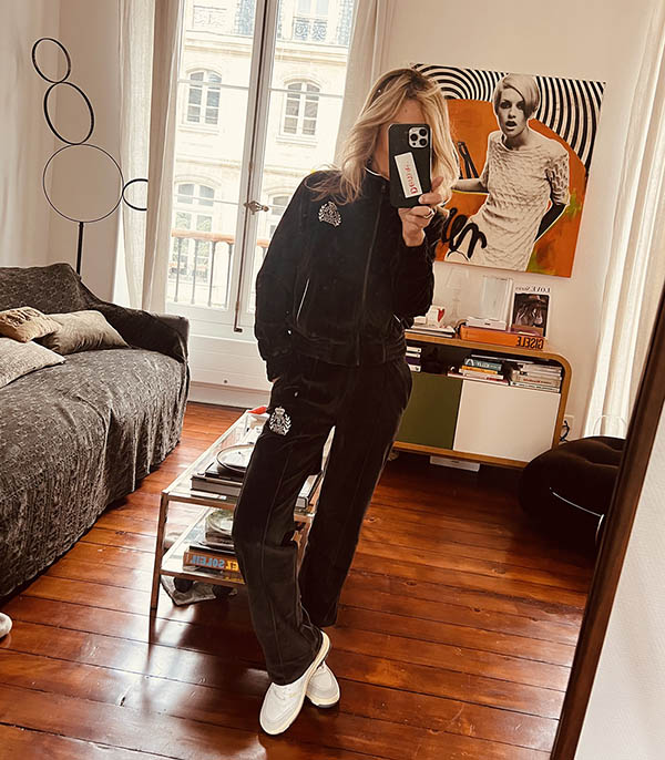 Pantalon de survêtement en velours NY Crest Chocolate/Cream Sporty & Rich