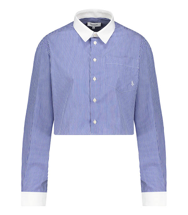 Chemise SRC Cropped White/Blue Stripes/White Sporty & Rich - Taille M