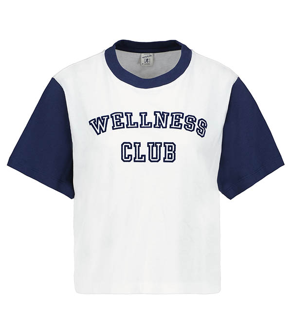 Tee-shirt Cropped Wellness Club Color Block White/Navy Sporty & Rich - Taille S