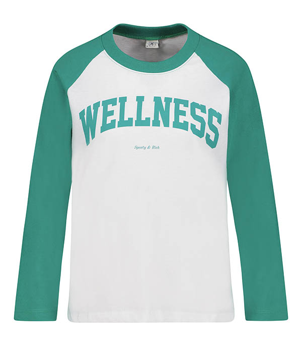Tee-shirt Baseball Wellness Ivy White/Spring Green Sporty & Rich