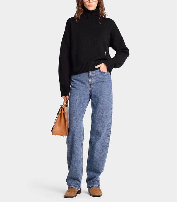 Pull col roulé en laine SRC Cropped Black  Sporty & Rich