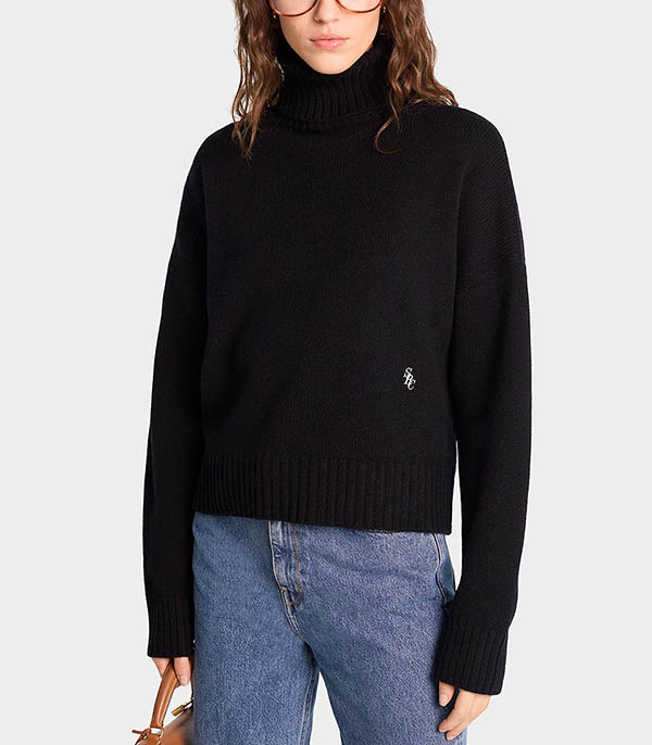 Pull col roulé en laine SRC Cropped Black  Sporty & Rich