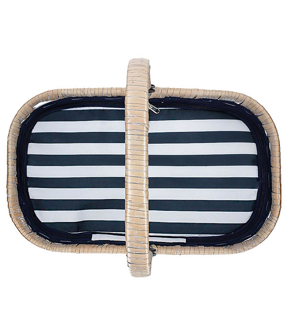 Panier Vélo Isotherme Chantilly Rayures Marine Les Jardins de la Comtesse