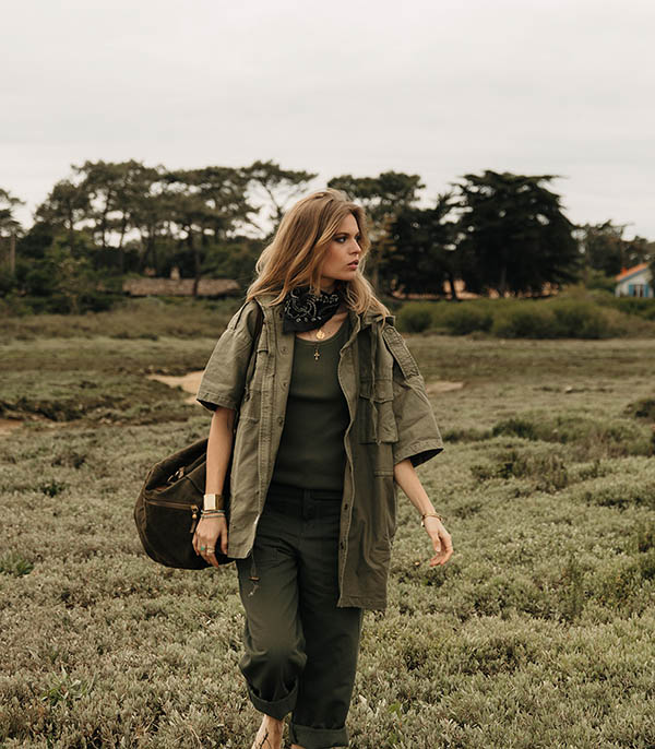 Veste Militaire à Manches Courtes avec Capuche Kiyosu Wild Horses BORO