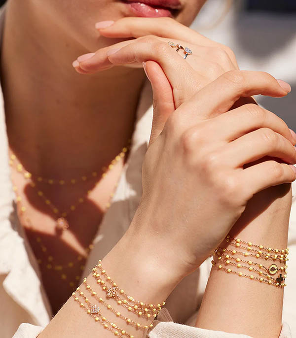 Bracelet Or rose et Perles de résine Gigi Clozeau