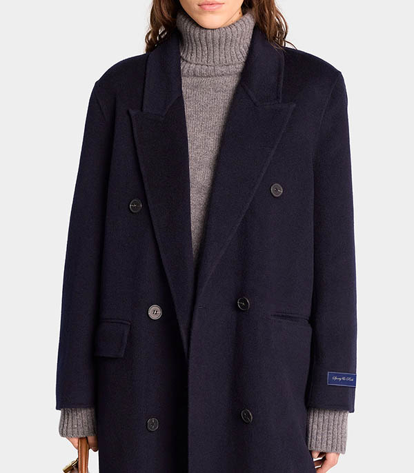 Manteau Double Faced Navy en laine et cachemire  Sporty & Rich