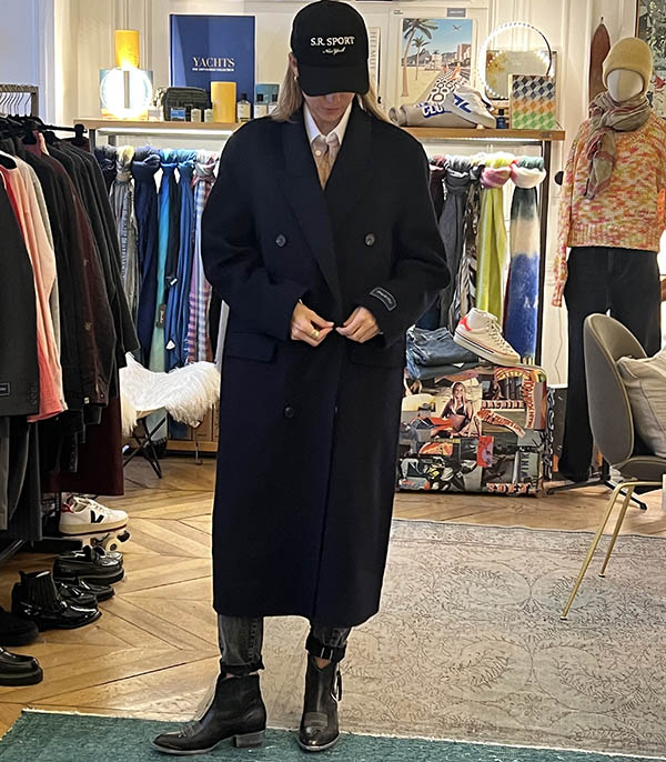 Manteau Double Faced Navy en laine et cachemire  Sporty & Rich