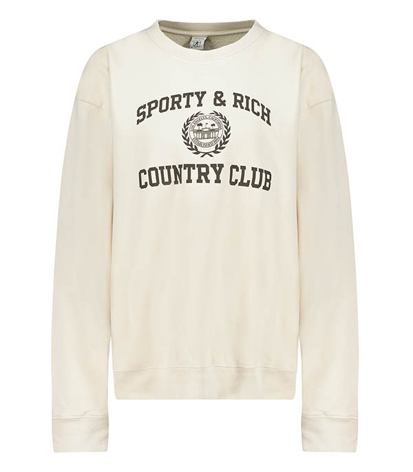 Sweat-shirt Varsity Crest Crewneck Cream Chocolate Sporty & Rich - Taille S