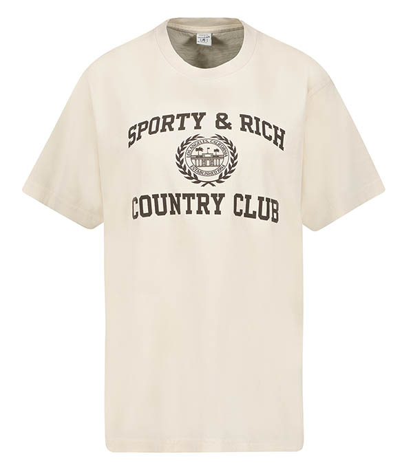 Tee-Shirt Varsity Crest Cream/Chocolate Sporty & Rich
