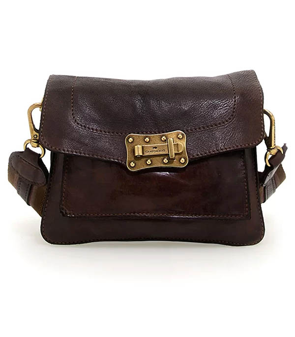 Sac bandoulière Agnese en cuir marron foncé Campomaggi