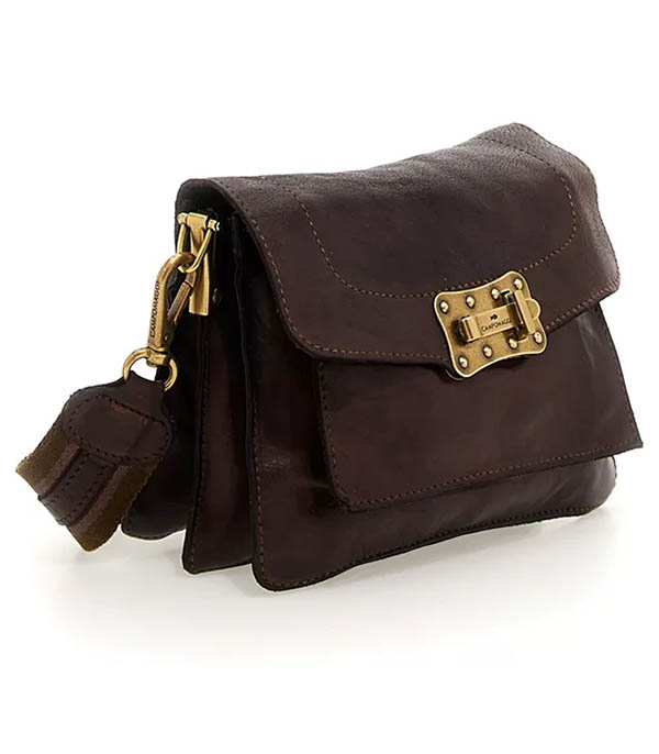 Sac bandoulière Agnese en cuir marron foncé Campomaggi