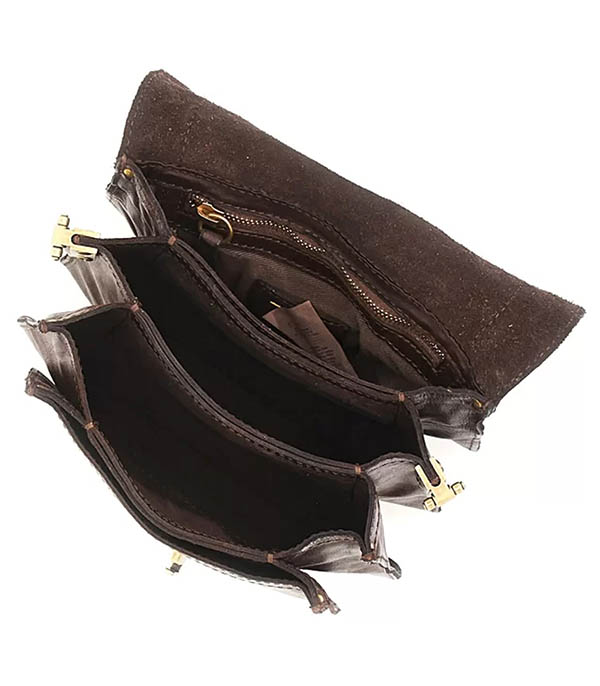 Sac bandoulière Agnese en cuir marron foncé Campomaggi