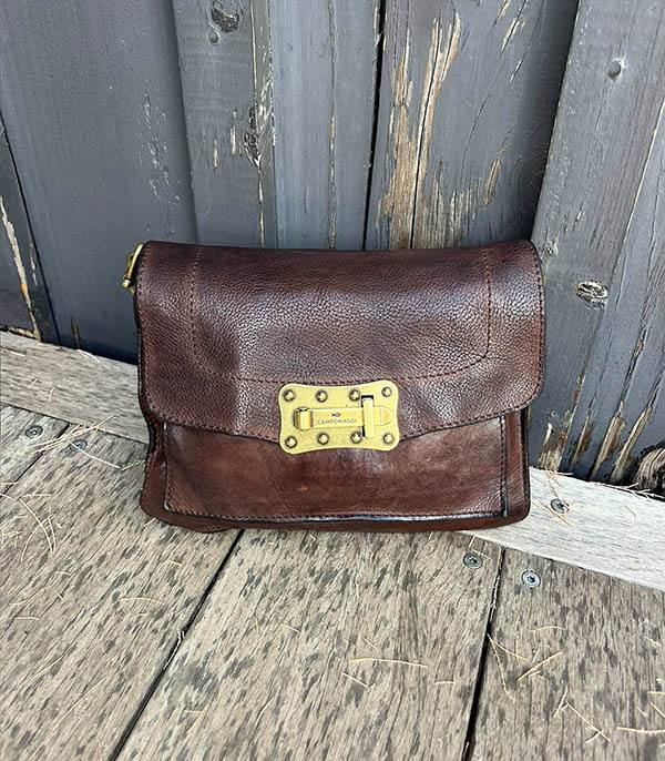 Sac bandoulière Agnese en cuir marron foncé Campomaggi