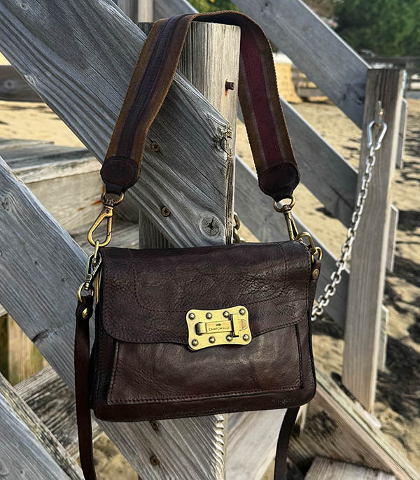 Sac bandoulière Agnese en cuir marron foncé Campomaggi