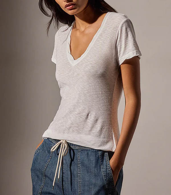 Tee-shirt Casual Reverse Binding White James Perse