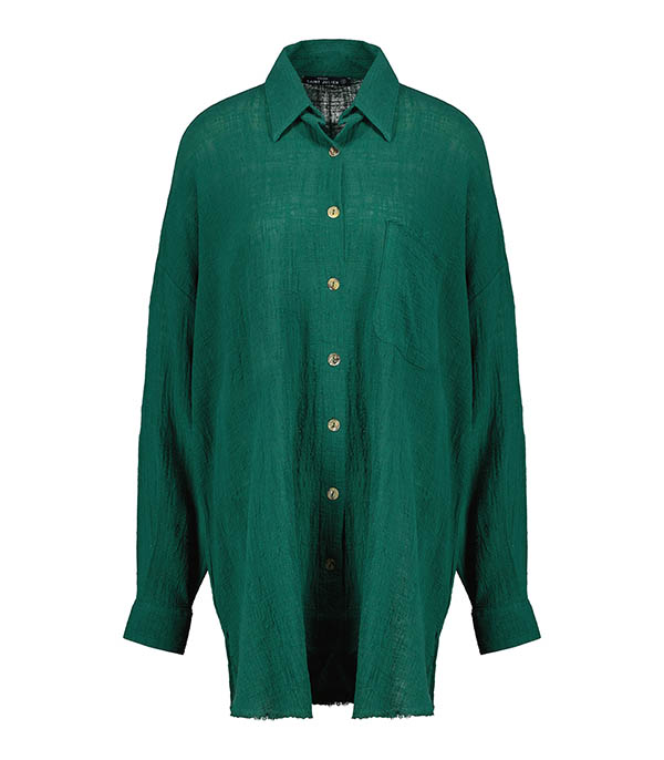 Chemise oversize Mykonos Vert Bouteille Maison Saint Julien