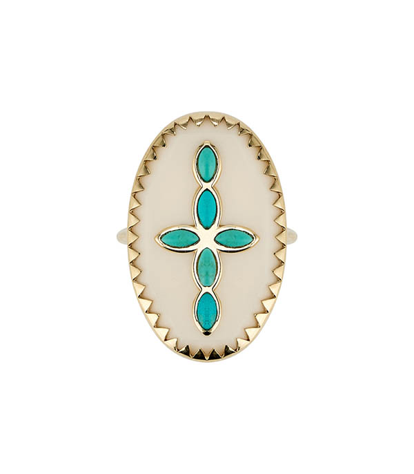 Bague Bowie N°3 Blanc et Turquoise x Jane de Boy Pascale Monvoisin - Taille 56