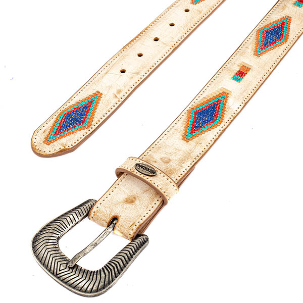 Ceinture en cuir PuntoCruz Rustik Beige Mexicana