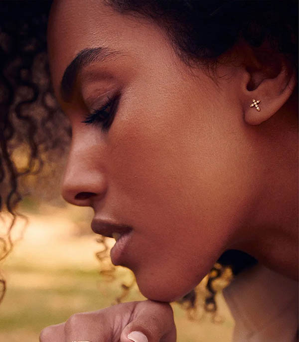 Boucle d'oreille Céleste bouton or jaune Stone Paris