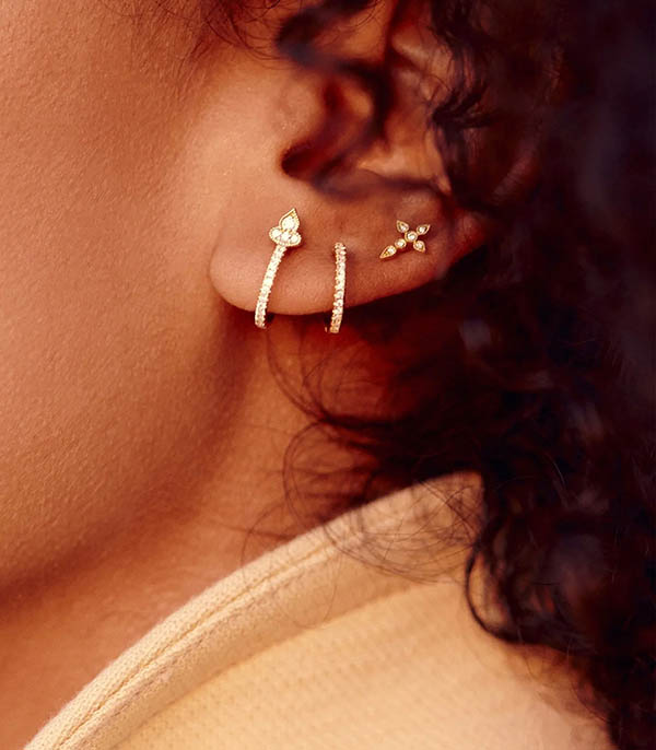 Boucle d'oreille Céleste bouton or jaune Stone Paris