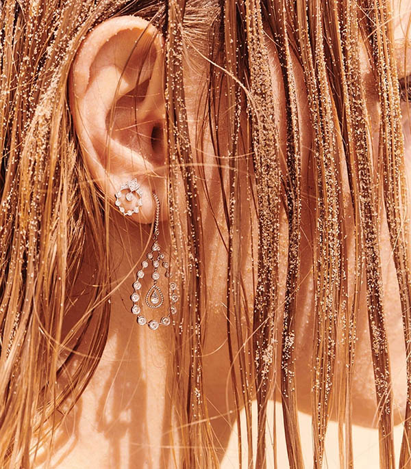 Boucle d'oreille Rêveuse bouton or jaune diamants Stone Paris