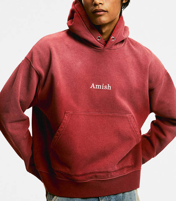 Hoodie homme vieux rose Amish
