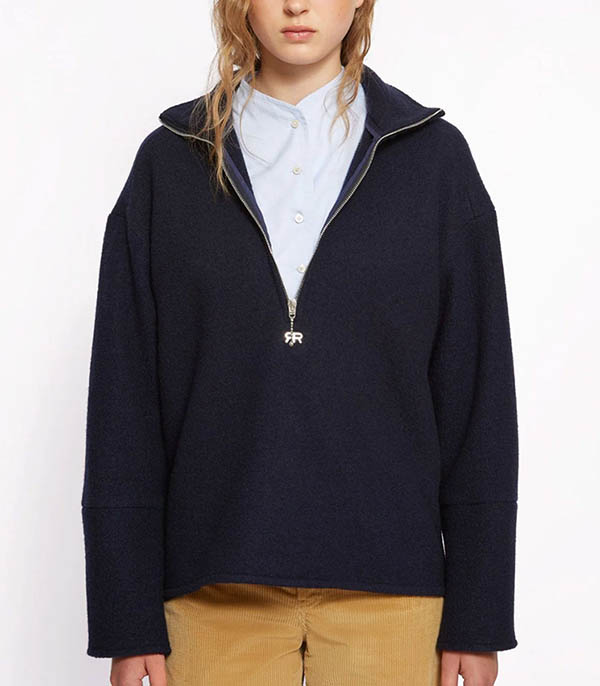 Pull camionneur Millie en laine Navy Roseanna