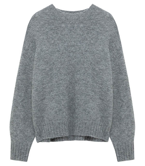 Pull col rond Alpaga gris Amish - Taille L
