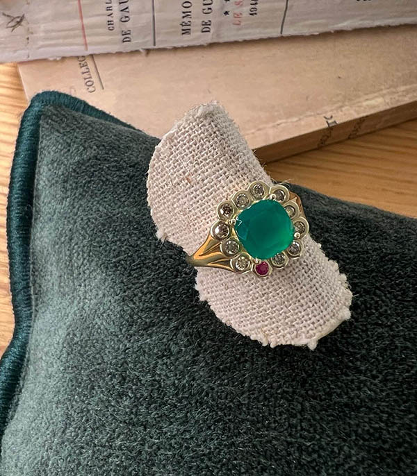 Bague Robin n°1 Calcedoine Verte Pascale Monvoisin