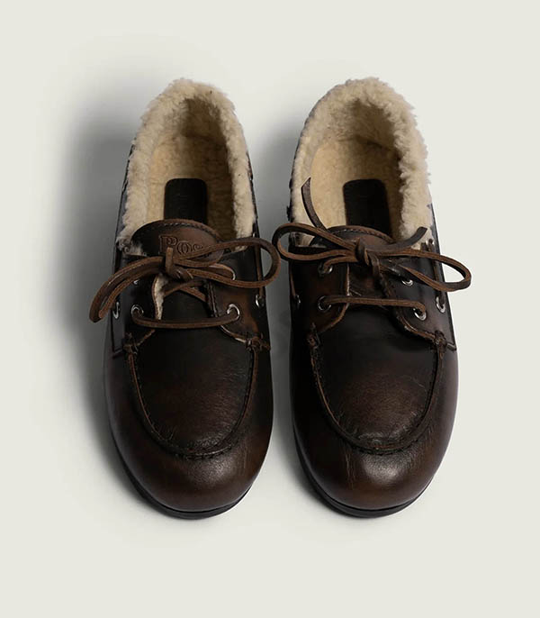 Mocassins Boat Brushed Fur Coffee Posa