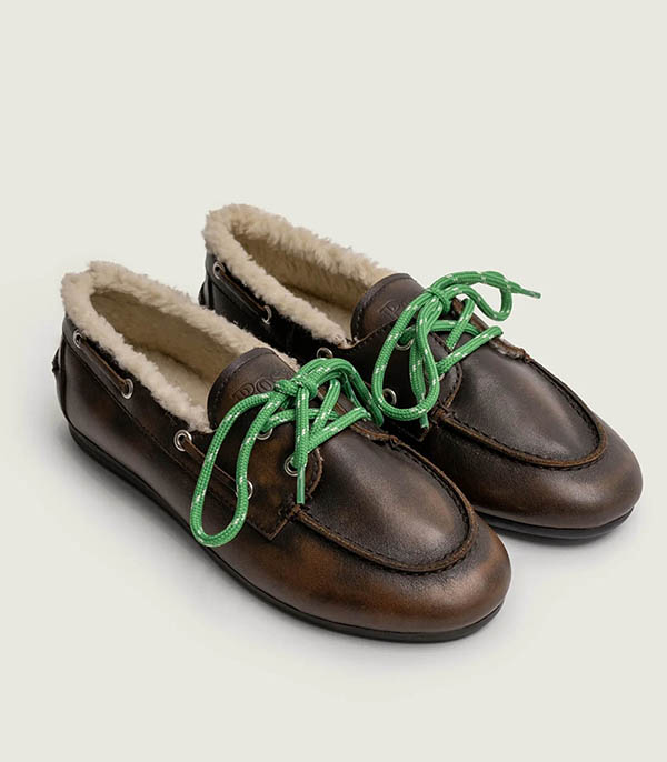 Mocassins Boat Brushed Fur Coffee Posa